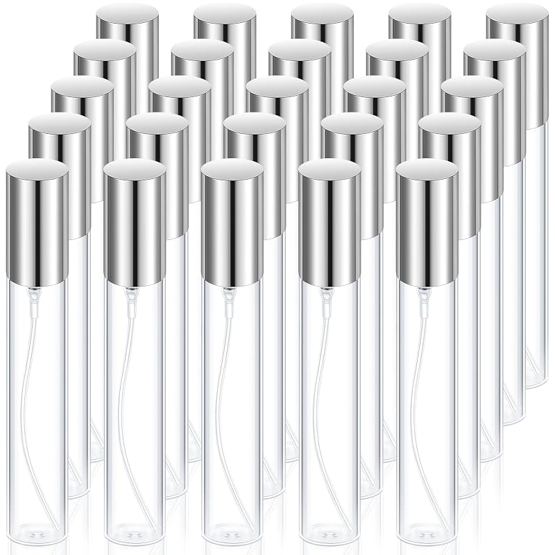 Yinder 25 frascos recarregáveis para perfume de 15 mL com tampa prateada