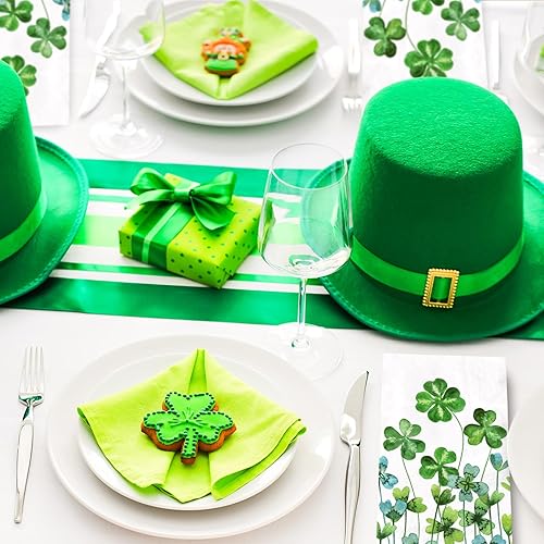 Miniatura 4 de AnyDesign - 80 hojas de servilletas desechables para el día de San Patricio, servilletas de papel de trébol verde de acuarela para suministros de