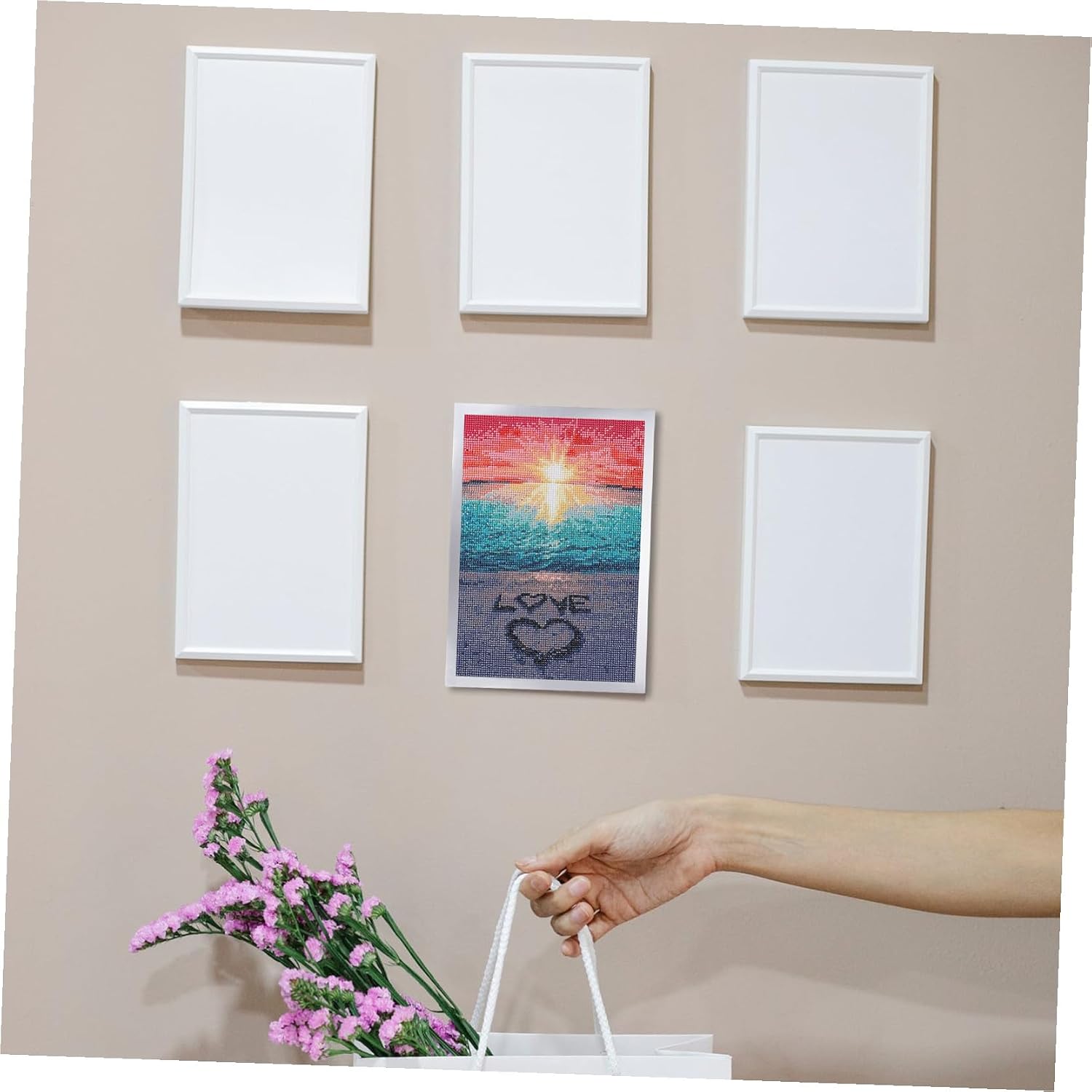 2 Sets Self Adhesive Magnetic Photo Frames Silver Plastic Paintings Display Frames with Rounded Edges for Home Office Wall Decor