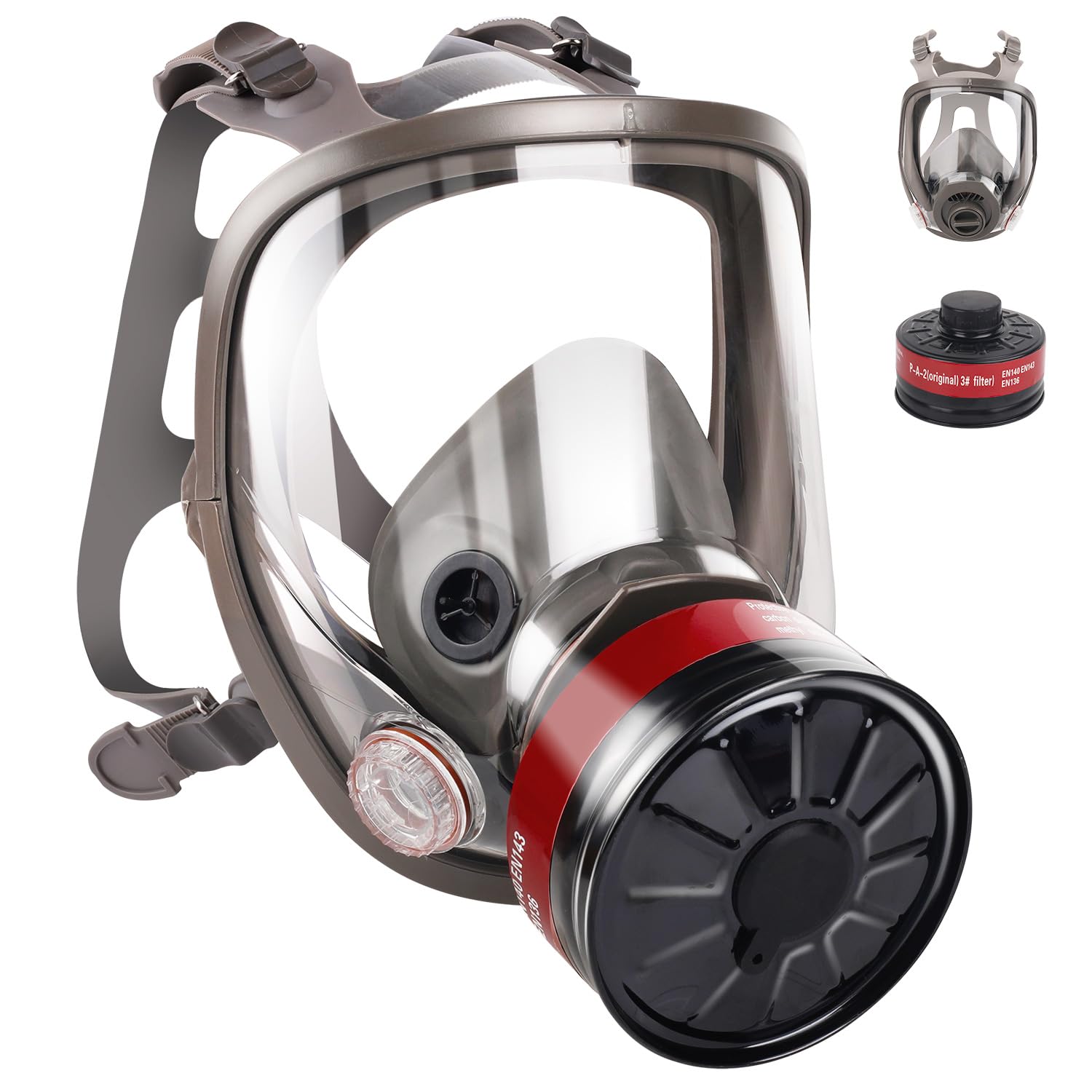 Full Face Respirator Mask: Reusable Full Face Gas Cover Survival Nuclear and Chemical Gas Mask with 40mm Activated Carbon Filter Dust Mask Anti Fog Against Gases Organic for Chemicals, Metals