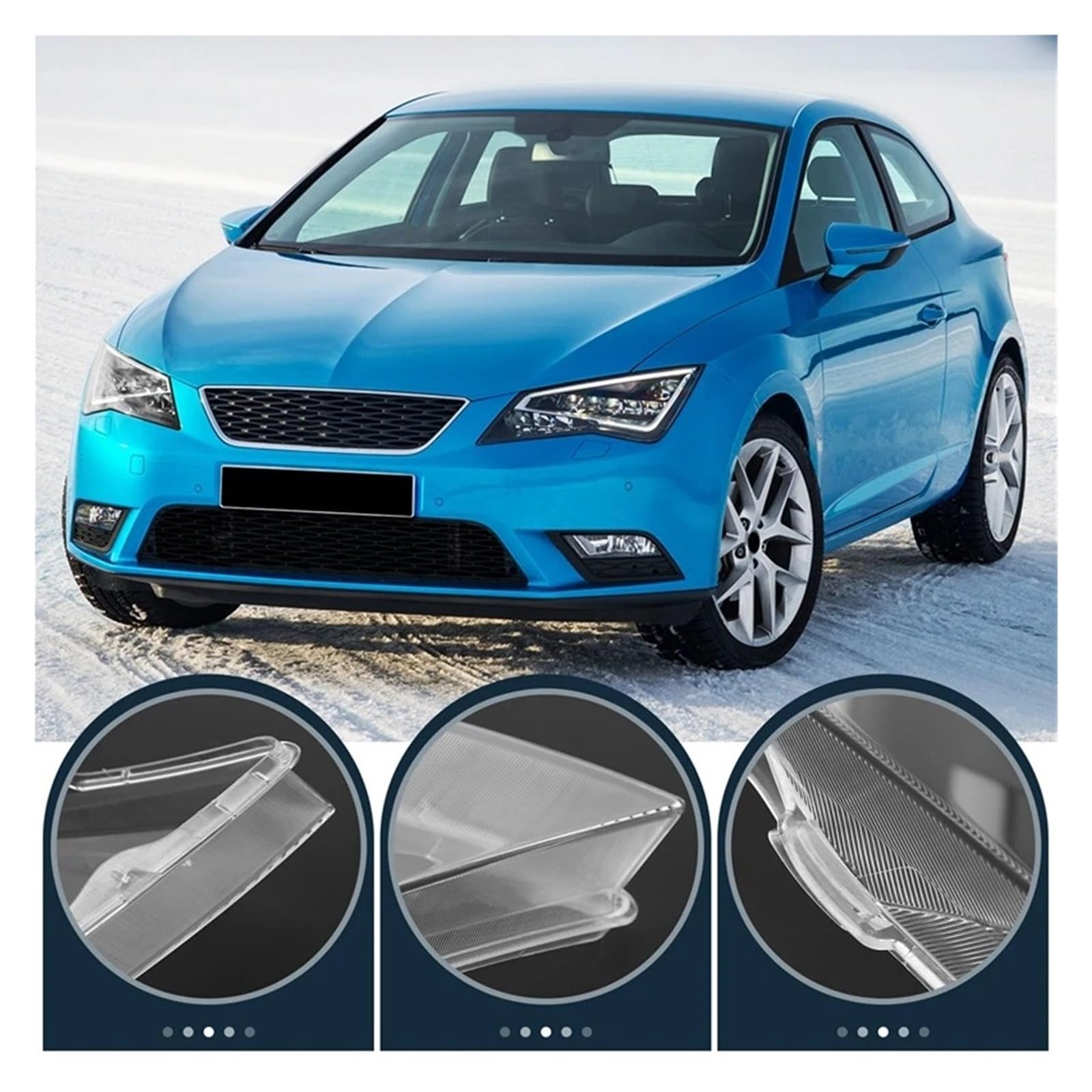 Objektiv Scheinwerfer Glas Für Seat Für Leon 2013-2018 Autoscheinwerferabdeckung Linse Scheinwerferschale Lampenschirm Transparenter Lampenschirm Auto Scheinwerferabdeckung(Left)