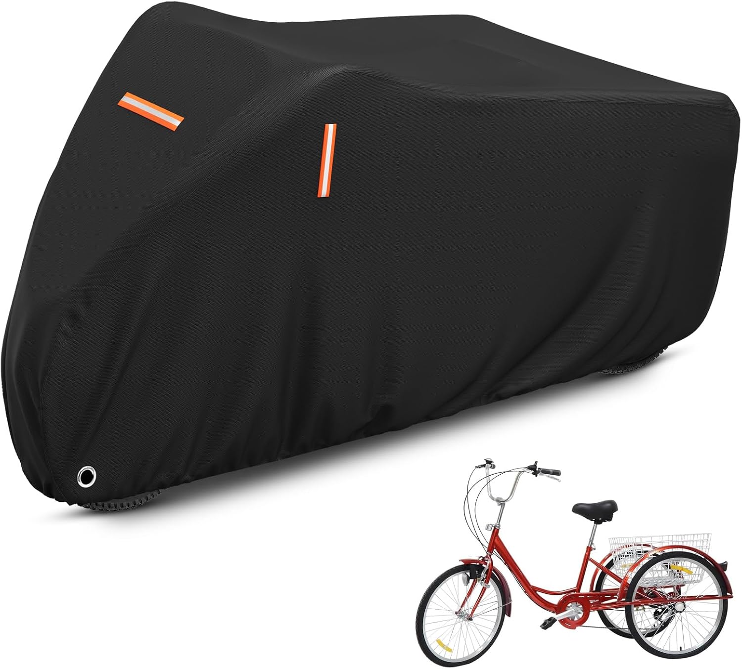 Adult Tricycle Cover Electric Tricycle Cover,Outdoor Waterproof and Dustproof Storage Bicycle Cover,Heavy Duty Oxford Cloth Tricycle Cover,Black