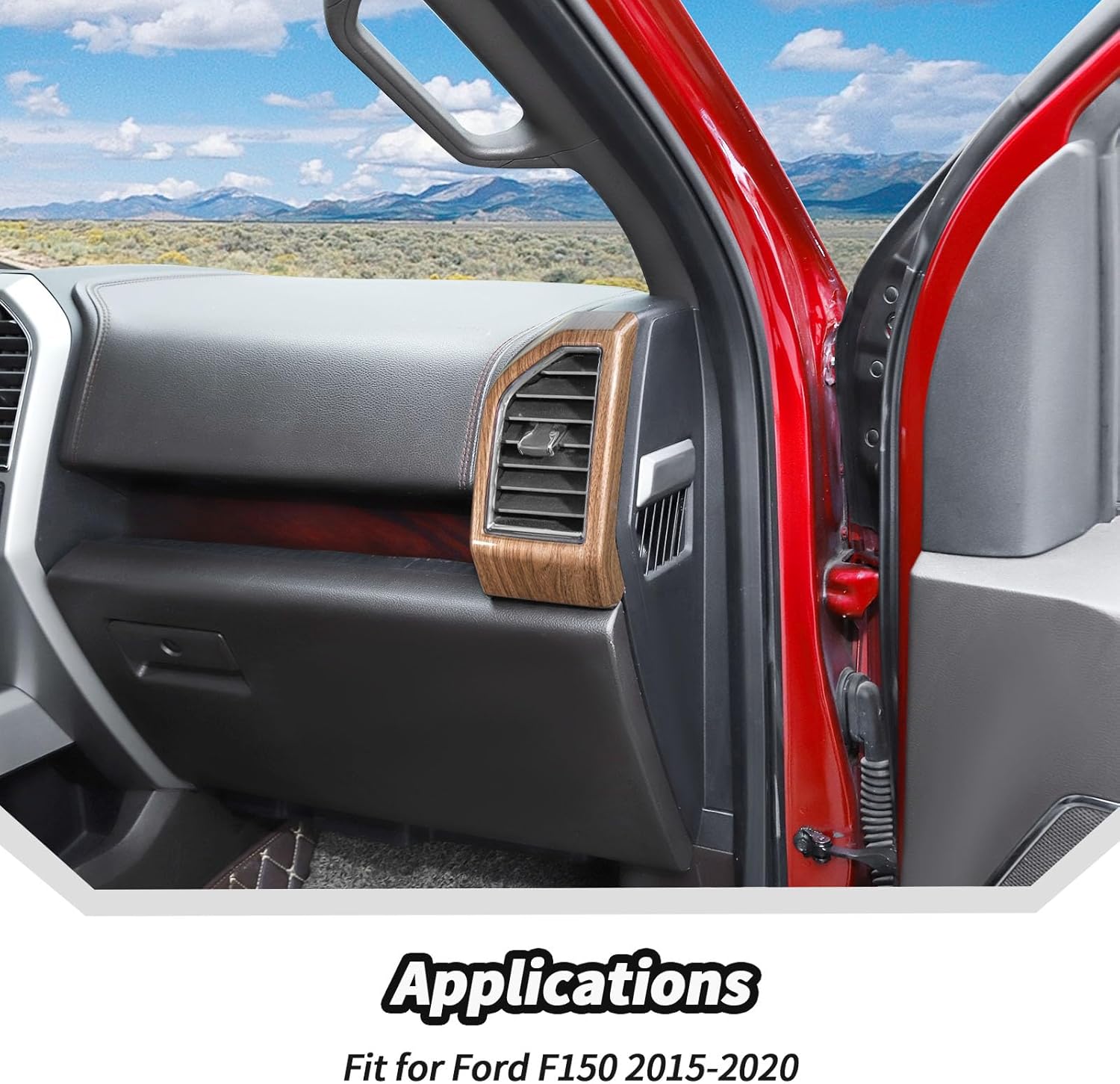 JeCar Wood Grain Dash Vent Cover Trim for Ford F150 2015 2016 2017 2018 2019 2020