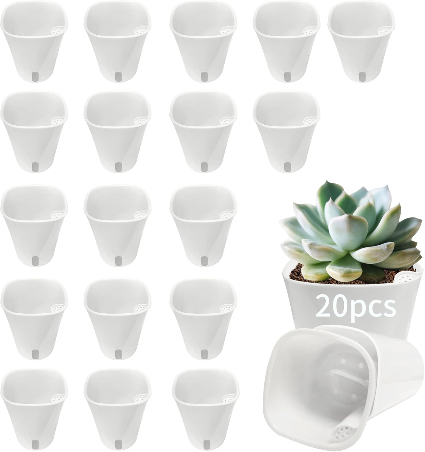 3" Self Watering Pots,20 Sets Self Watering Planter Pots for Indoor Plants with Water Level Indicator and Multiple Vents,Self Watering Planters,Self Watering Plant Pot for House Plants,Flowers,Herbs