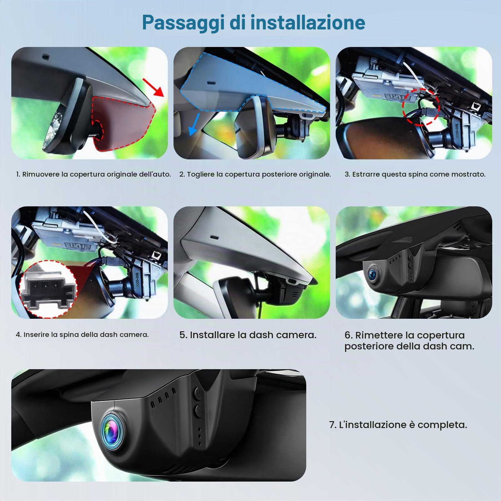 Dash Cam 4K per VW Tiguan 2018-2024 WiFi 64GB | OEM, App Controllo, Visione Notturna, Parcheggio, G-Sensor