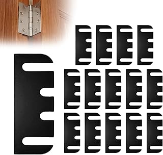 15 Pack Door Hinge Shims, 4 Inch Door Hinge Spacer Kit, Precut Polycarbonate (PC) Black Hinge Shims with DIY Trimmable for Door Alignment & Repair, Filling Gaps, 1.2mm / 0.05" Thickness