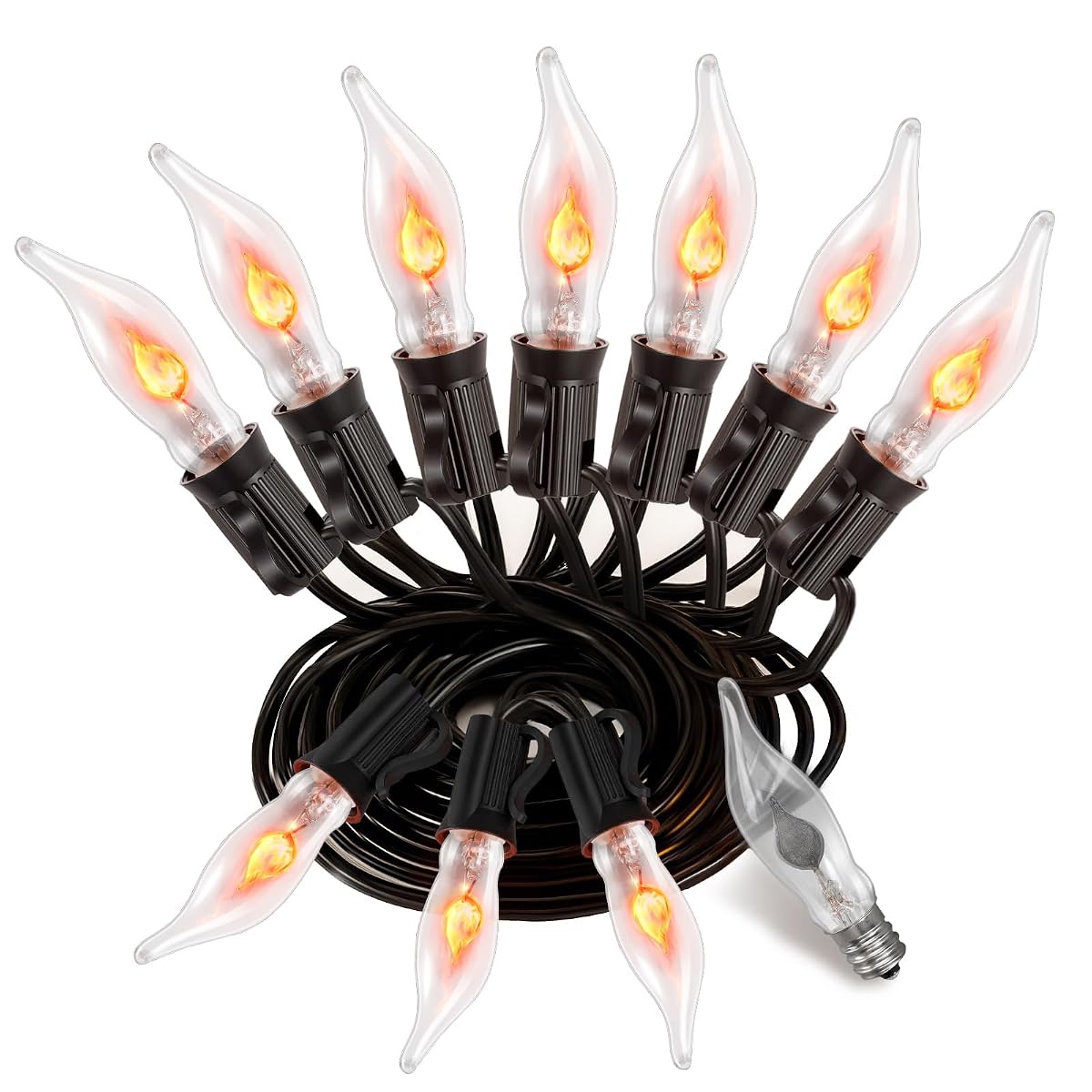 Hobbynors 50Ft Extra-Long Fall & Halloween String Lights 25 C18 Flicker Flame