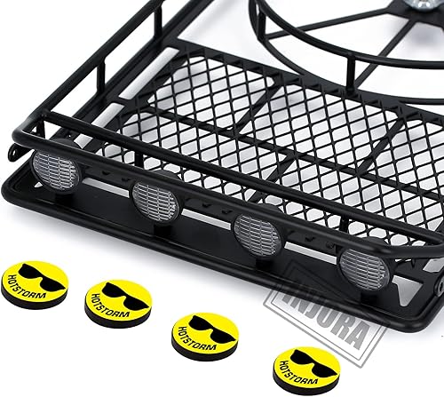 Miniatura 4 de INJORA RC Equipaje Metal Techo Rack con Sonrisa Cara Luces para 110 RC Crawler Car Upgrade Parts Axial SCX10 II 90046 TRX4