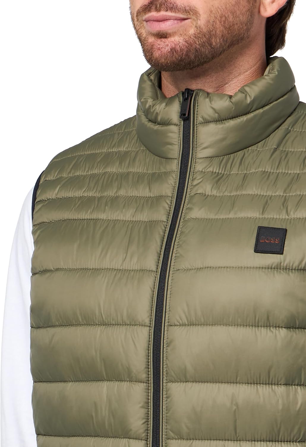 BOSS Men's Lightweight Nylon Patch Logo Puffer Vest