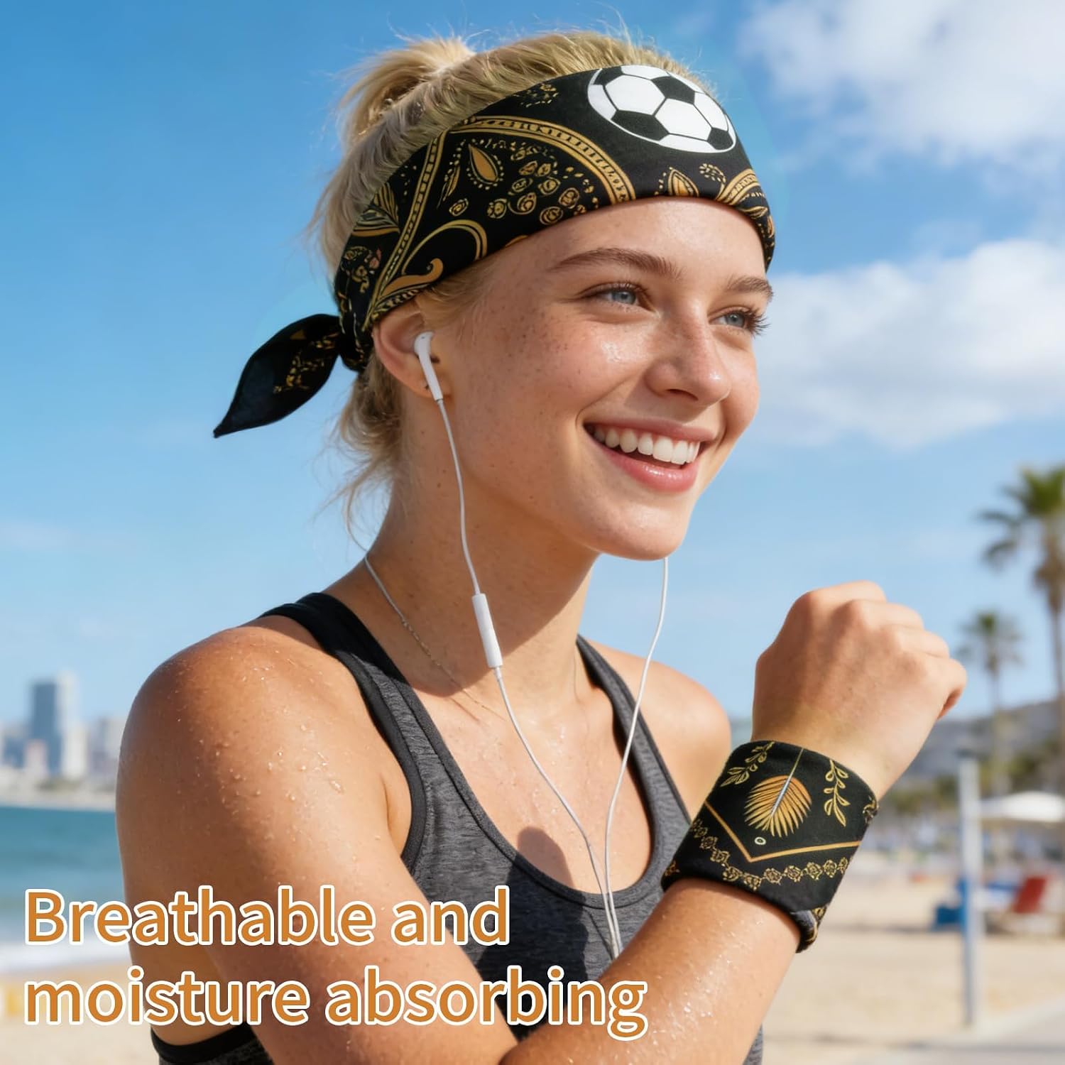 Soccer Fan Bandana 22x22 Inch - Breathable Polyester Headwear, Neck Gaiter and Face Mask for Men Women Match Day