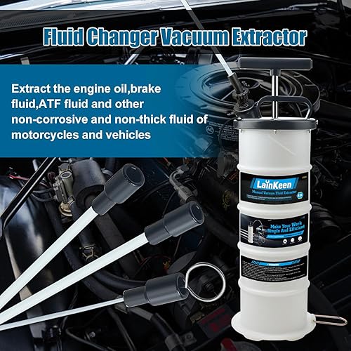 Miniatura 6 de LainKeen Kit de herramientas manuales de bomba extractora de líquido de aceite manual de 6.5L, extractor de bomba de vacío de cambio de aceite para