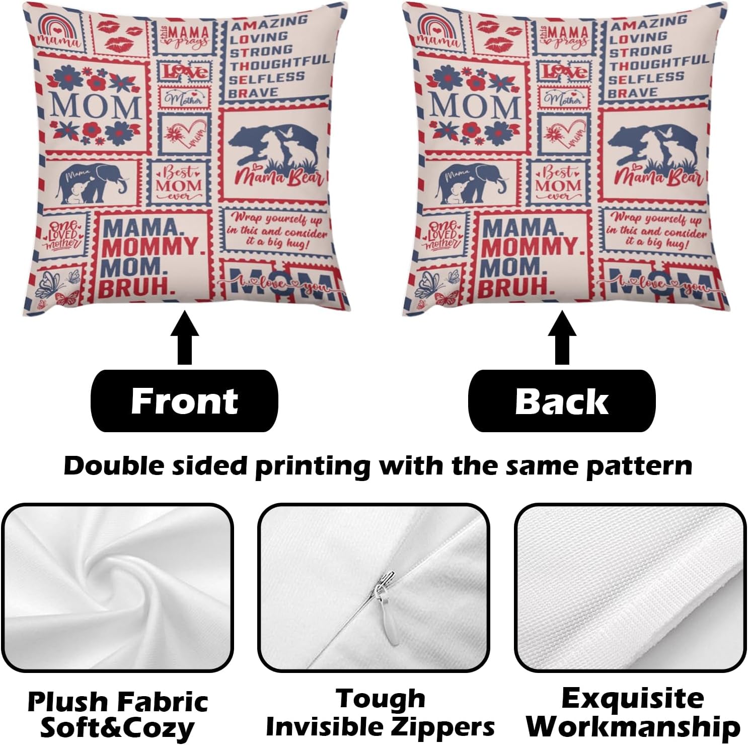 ITFRO Mom Gift Flannel Fleece Throw Blanket Pillow Cover Set 50x60 Inch Ultra Soft Polyester Blanket 18x18 Inch Plush Pillow Case All Seasons for Mother's Day Birthday Christmas (Khaki)