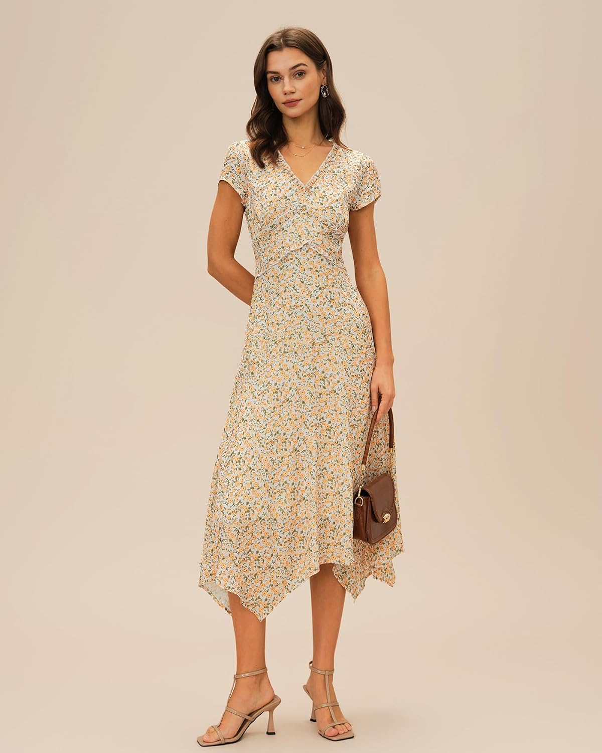 RIHOAS Women's Polka Dot Midi Dress Wrap V-Neck Short Sleeve Summer Dress image 4