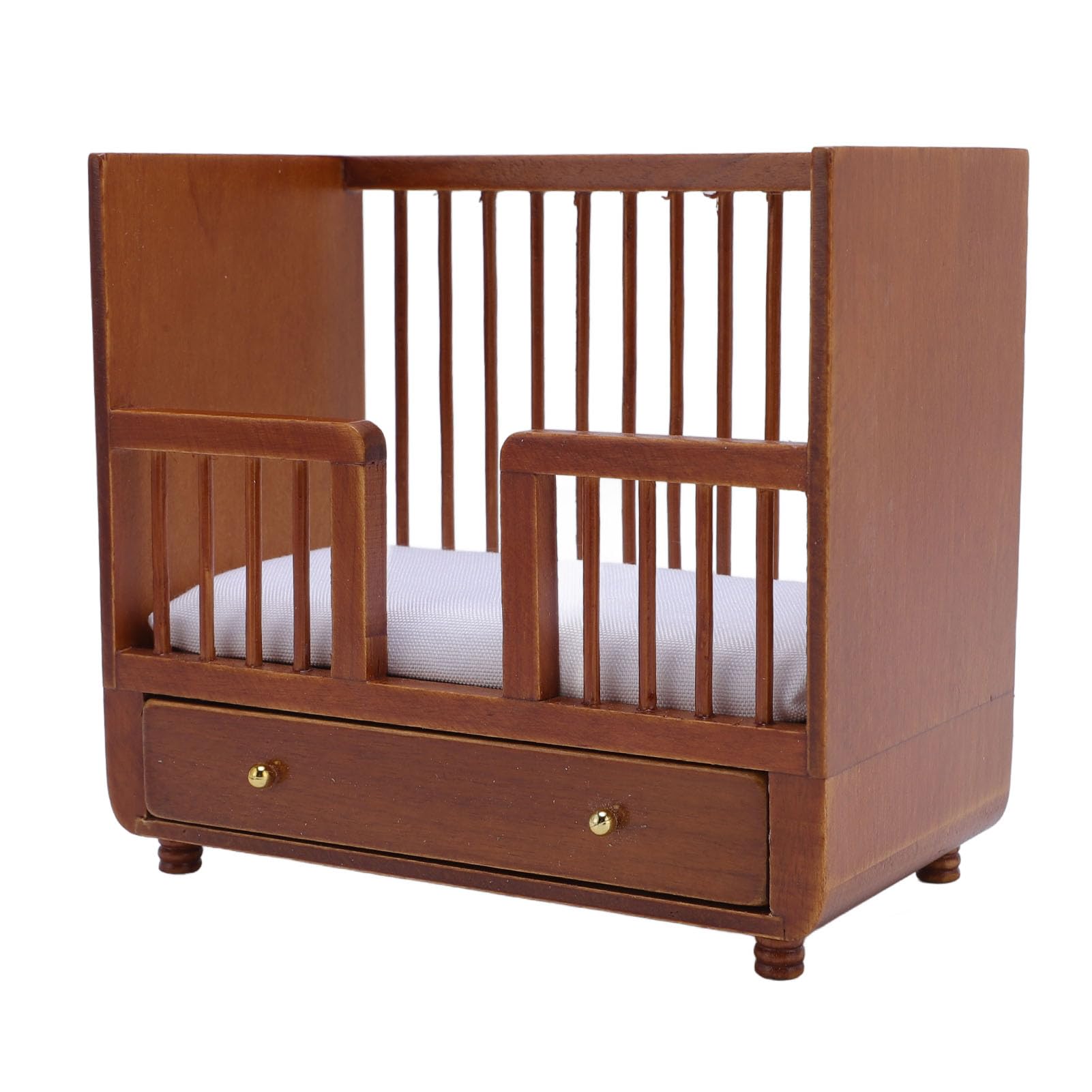 Berceau Miniature En Bois Pour Maison De Poupée - Échelle 1:12, Dimensions 11.4x7.1x10.2 Cm, En Bouleau, Décoration Réaliste