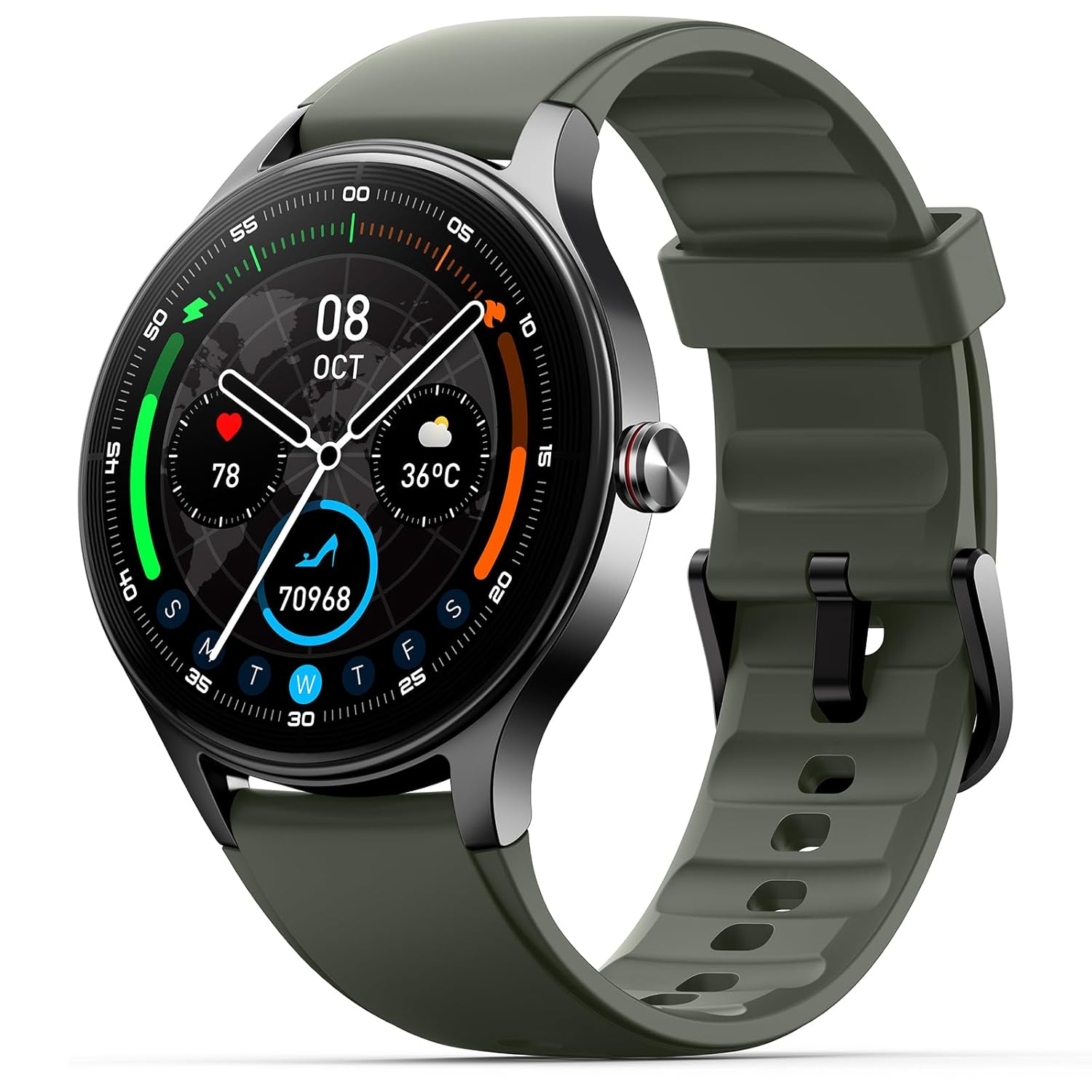 Smart Watch for Men,1.57inch AMOLED Touchscreen Fitness Watch for iPhone & Android,Heart Rate/Sp02/Sleep Monitor,110+ Sport Modes IP68 Waterproof Bluetooth Calls,2 Bands (Green, 1.57)