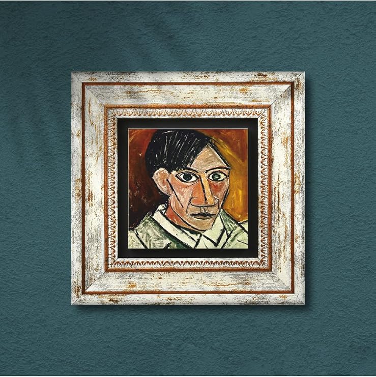 Pinecone Stone Picasso Otoportre Taş Duvar Tablosu - Çerçeveli Taş Tablo - Dekoratif Duvar Sanatı - Modern Ev ve Ofis Duvar Dekoru T1-300