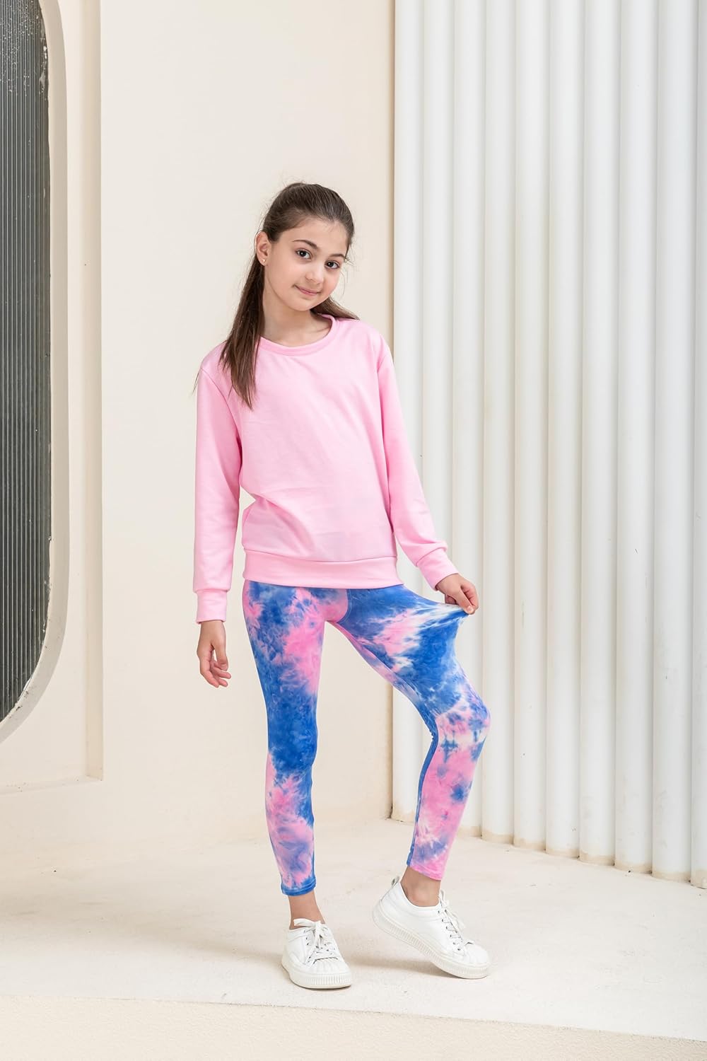 Girls Prints Leggings High Waist Tie Dye Toddlers' Fashion Leggings Size 4-11Y,Stretchy Tight Pants, Multipacks