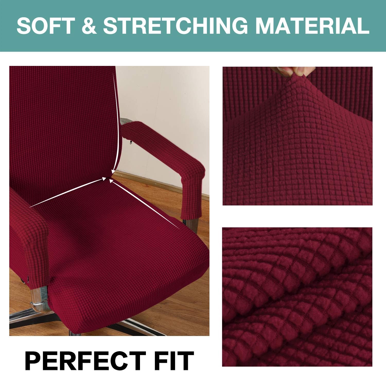 Buу 2 gеt 3 Turquoize Office Chair Cover Stretchable Chair Cover for Office Chair Computer Chair Cover Large Office Chair Cover with Armrest Covers Jacquard Boss Chair Cover High Back, Washable, Large, Burgundy