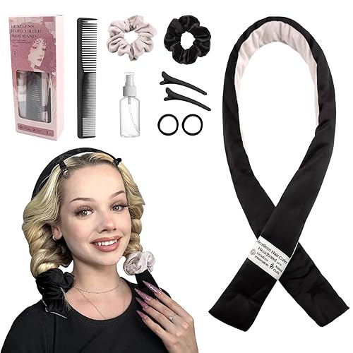 Rizador de pelo sin calor, de satén, sin calor, rizador de pelo durante la noche para dormir, sin calor, con clip de coletero, rodillos de