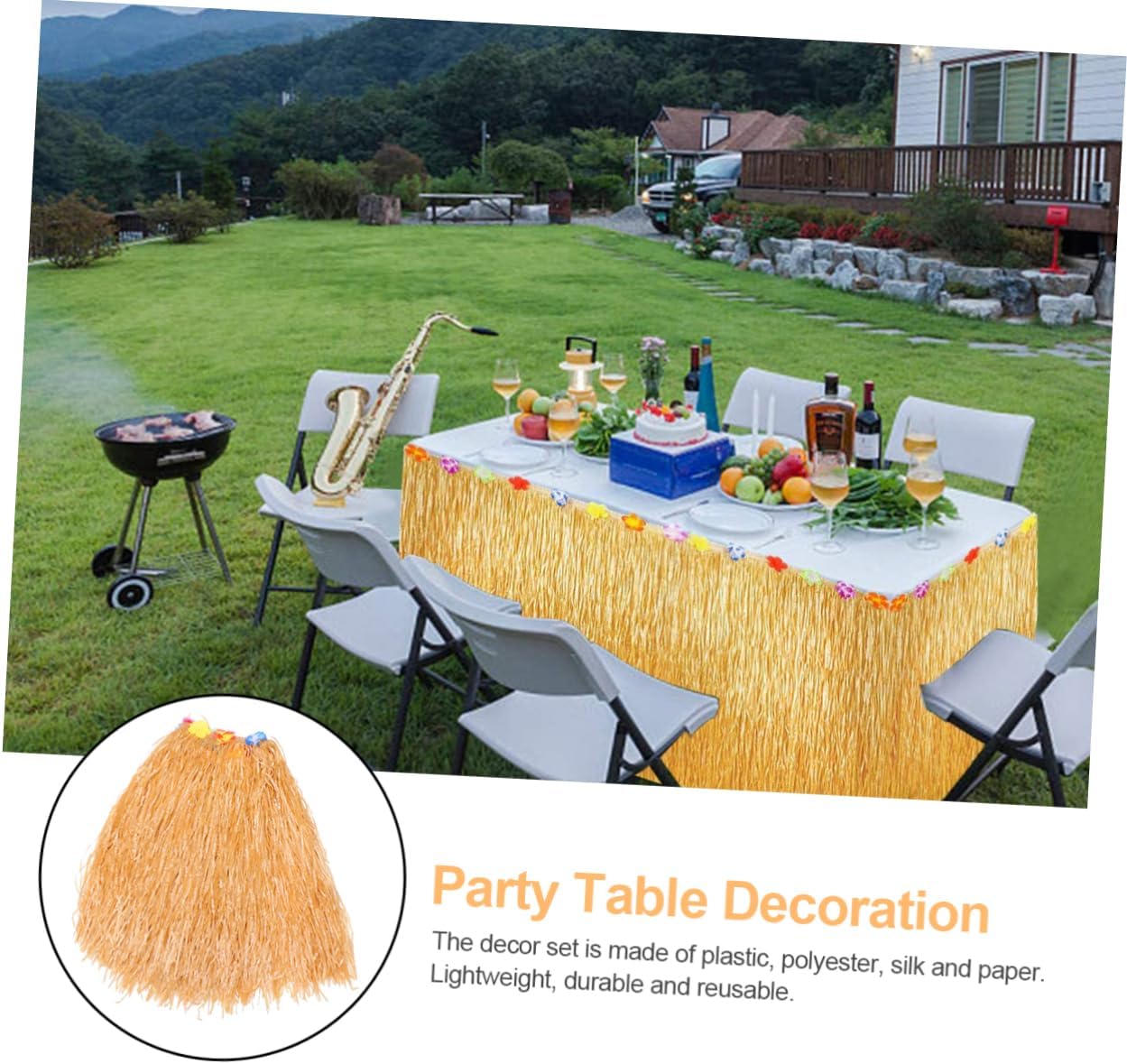 BESTYASH 2 Sets Hawaii Table Skirt Decorations for Birthday Parties Hawaiian Banquet Ornaments for Themed Celebrations Cafes and Restaurants