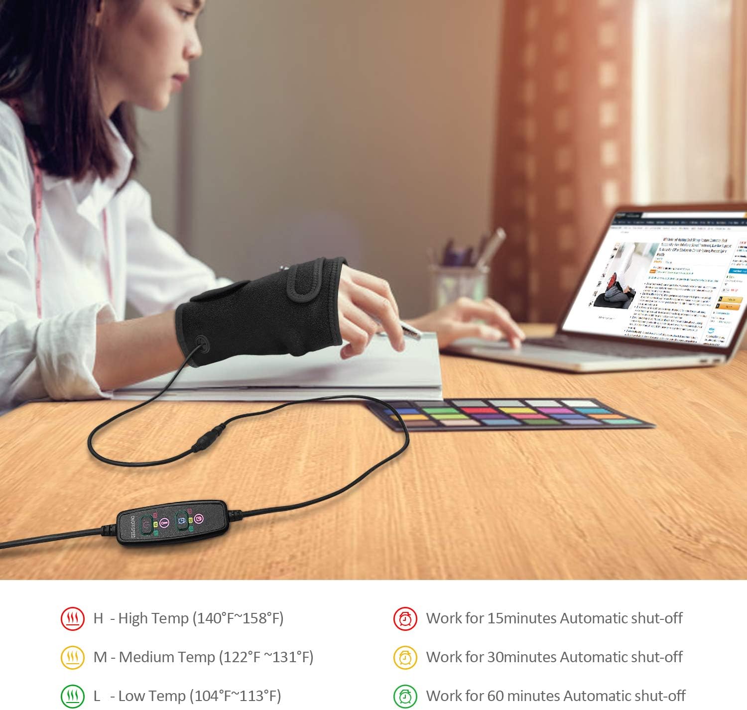 Black Friday 🔥 UTK Jade Infrared Wrist Heating Pad Wrap, Wrist Brace for Sore Muscles, Wrist Support Brace Pain Relief, Moist Heat Therapy Available--Right Hand