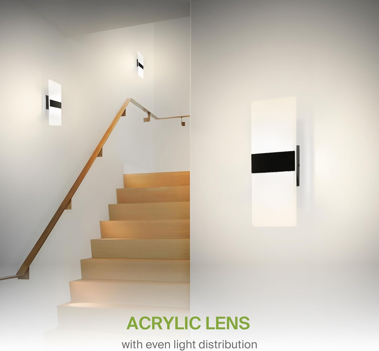 ASD LED Indoor Wall Mount Light Fixture - 14 Inch 24W Modern Interior Matte Black Dimmable Wall Sconce Light - ETL 2700K-5000K Adjustable - Hallway, Bedroom LED Wall Lights, Pack of 2