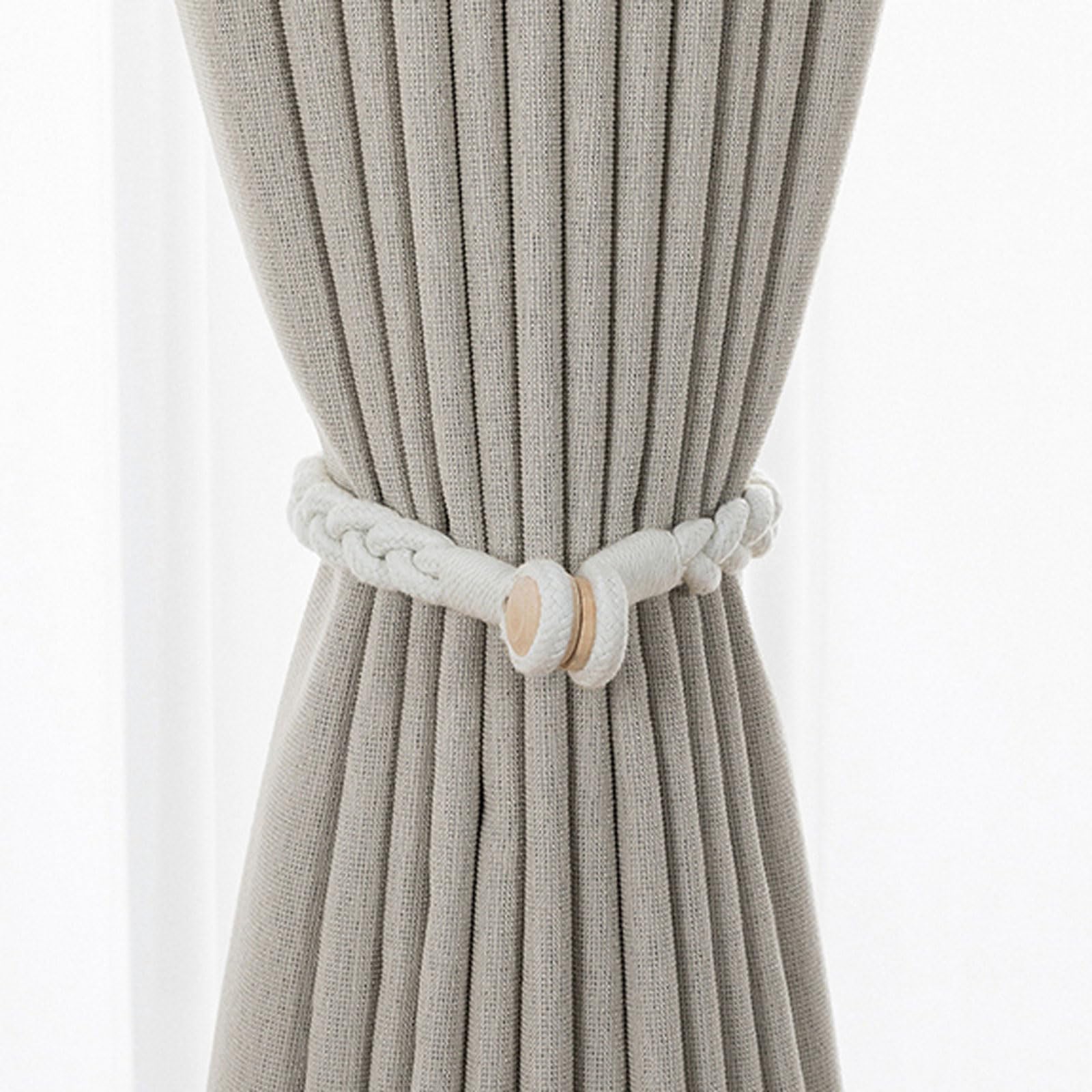 Ferma Tende con Calamita,Fascette Magnetici per Tende,Fermatenda Magnetici per Tende,Design di Corda Intrecciata Durevole,Obusto E Durevole,No Perforazione,per Tende da Interni Ed Esterni
