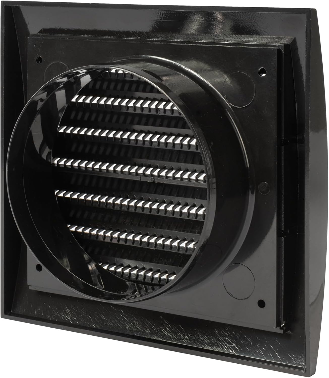 Vent Systems 4'' Inch Black Pack of 4 Air Vent Cover Dryer Vents and Bathroom Exhaust Vents Pipe, Black Louvered Dryer Vent Cover - Exhaust, Supply Air Register Grille with Flange