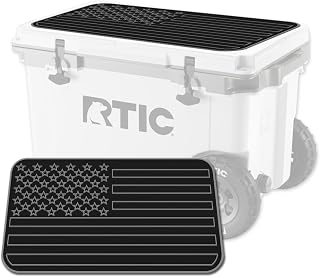 SeaDek EVA Mat Cooler Pad fits RTIC | Peel & Stick Application | Non Slip Comfort Accessories - US Flag Design (Black-StormGray)