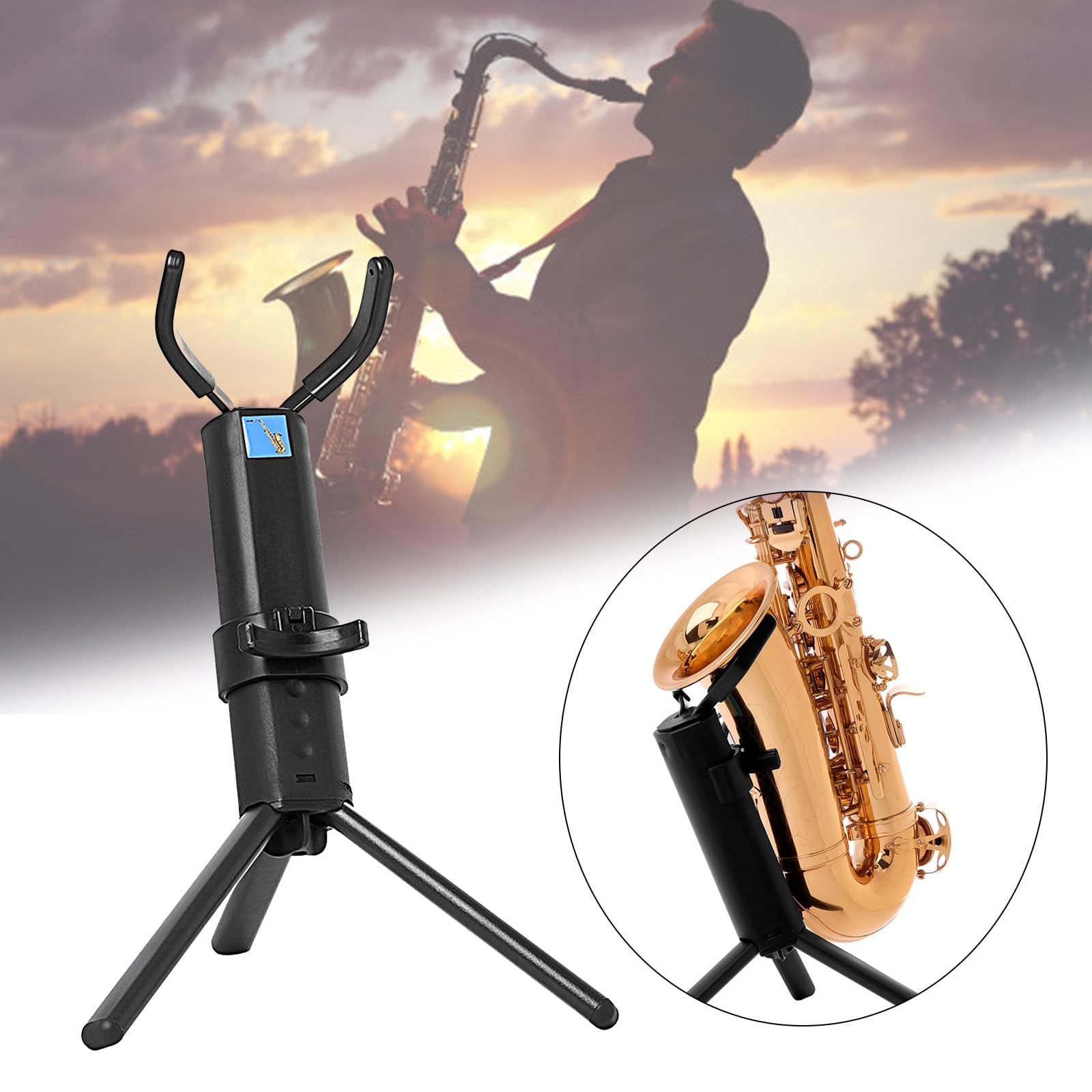 DIIOOMIEEU Adjusted Tenors Saxophone Stand Foldable Tripod Holder Saxophone Display Base for Saxophone Instrument Accessory