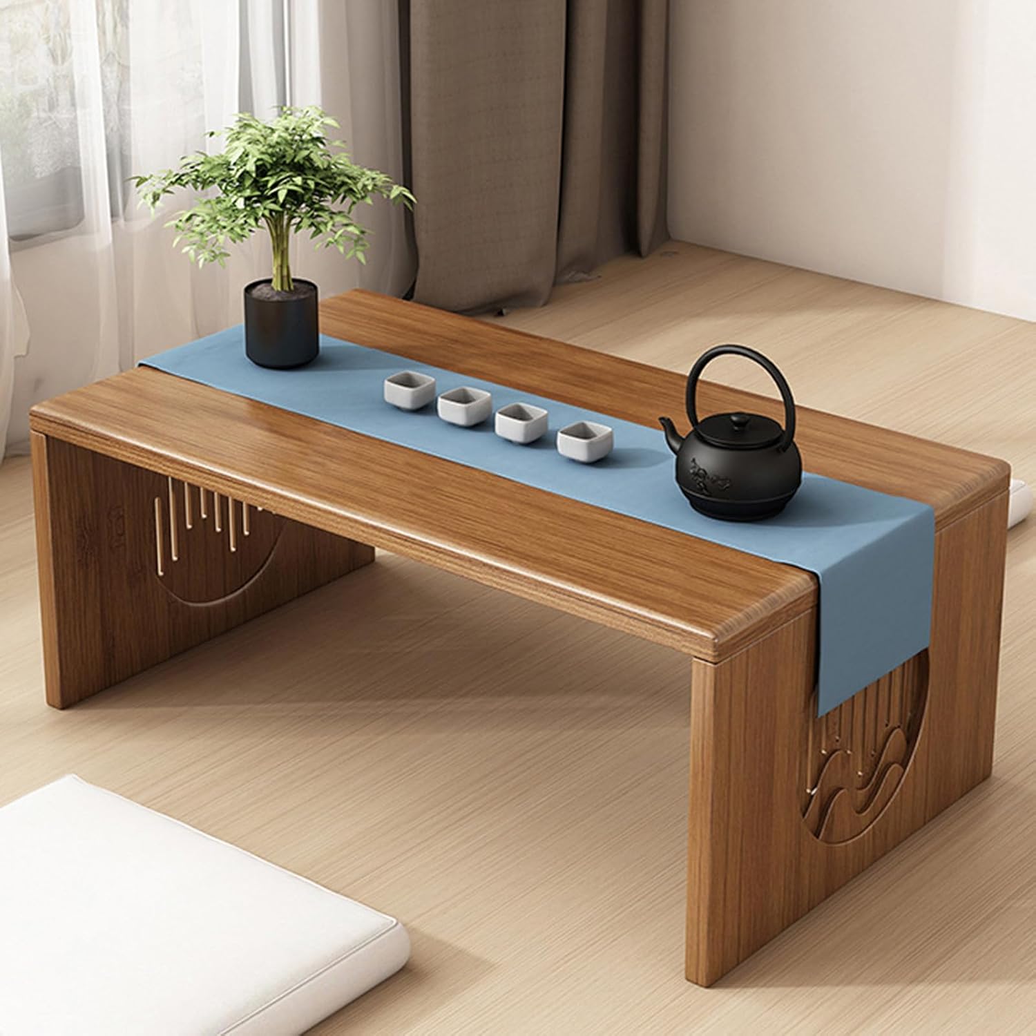 AWSAD Folding Coffee Table, Low Coffee Table for Sitting on The Floor | Bamboo Foldable Floor Table ,No Assembly, Portable Living Room Low Dsk, for Home Office Dining Room (31.5"X14.6"X11.8")
