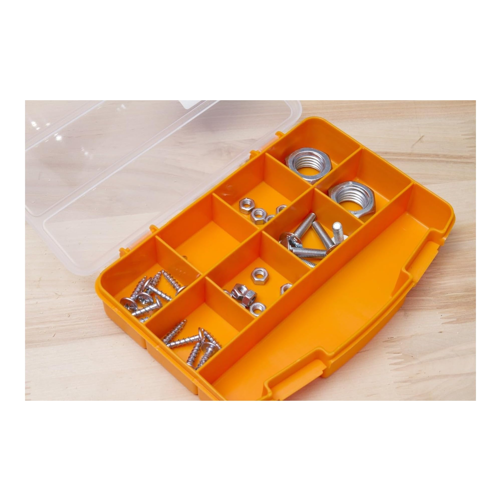 Box ORG-10 - Organizer per piccoli pezzi (000051144705), 251 x 200 x 44 mm, con 10 scomparti per unghie, viti, tasselli, utensili manuali