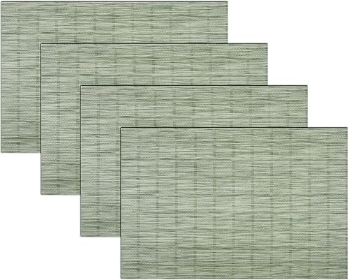 Miniatura 116 de PIGCHCY Juego de 6 manteles individuales beige de vinilo PVC duraderos para mesa de comedor, manteles individuales resistentes al calor, Beige -