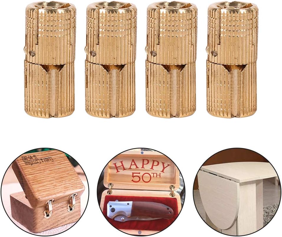 4Pcs Gold Barrel Hinge Brass Hidden Concealed Hinge 10mm Cabinet Gift Box Invisible Barrel Hinge with 180° Opening Angle for DIY Jewelry Box Hand Craft (10mm) - Image 5