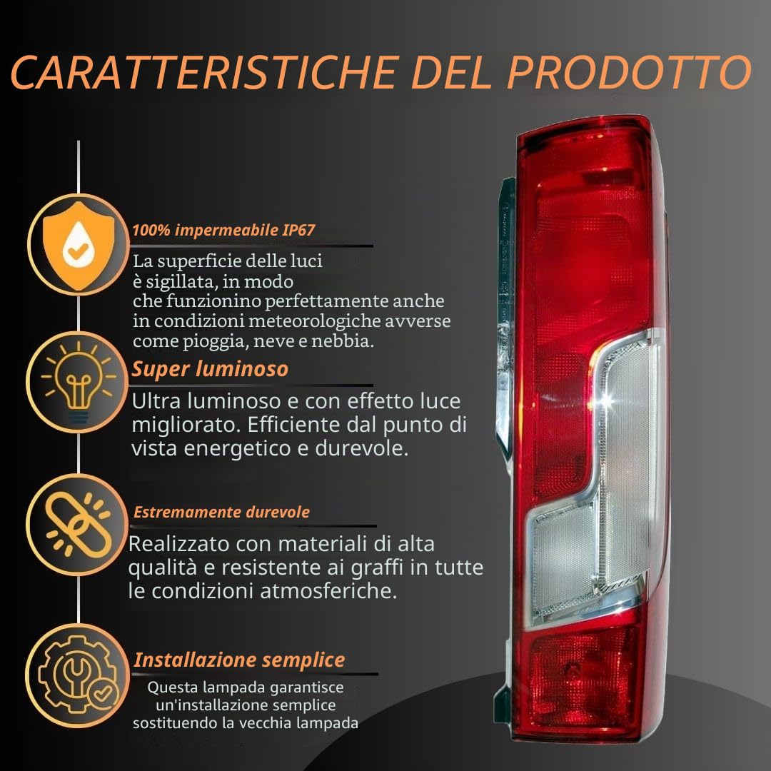 Generisch Fanale posteriore luce posteriore fanale destro compatibile con Peugeot Boxer Fiat Ducato Citroen Jumper 2014- E-Test 1612401680 1380672080 71778510