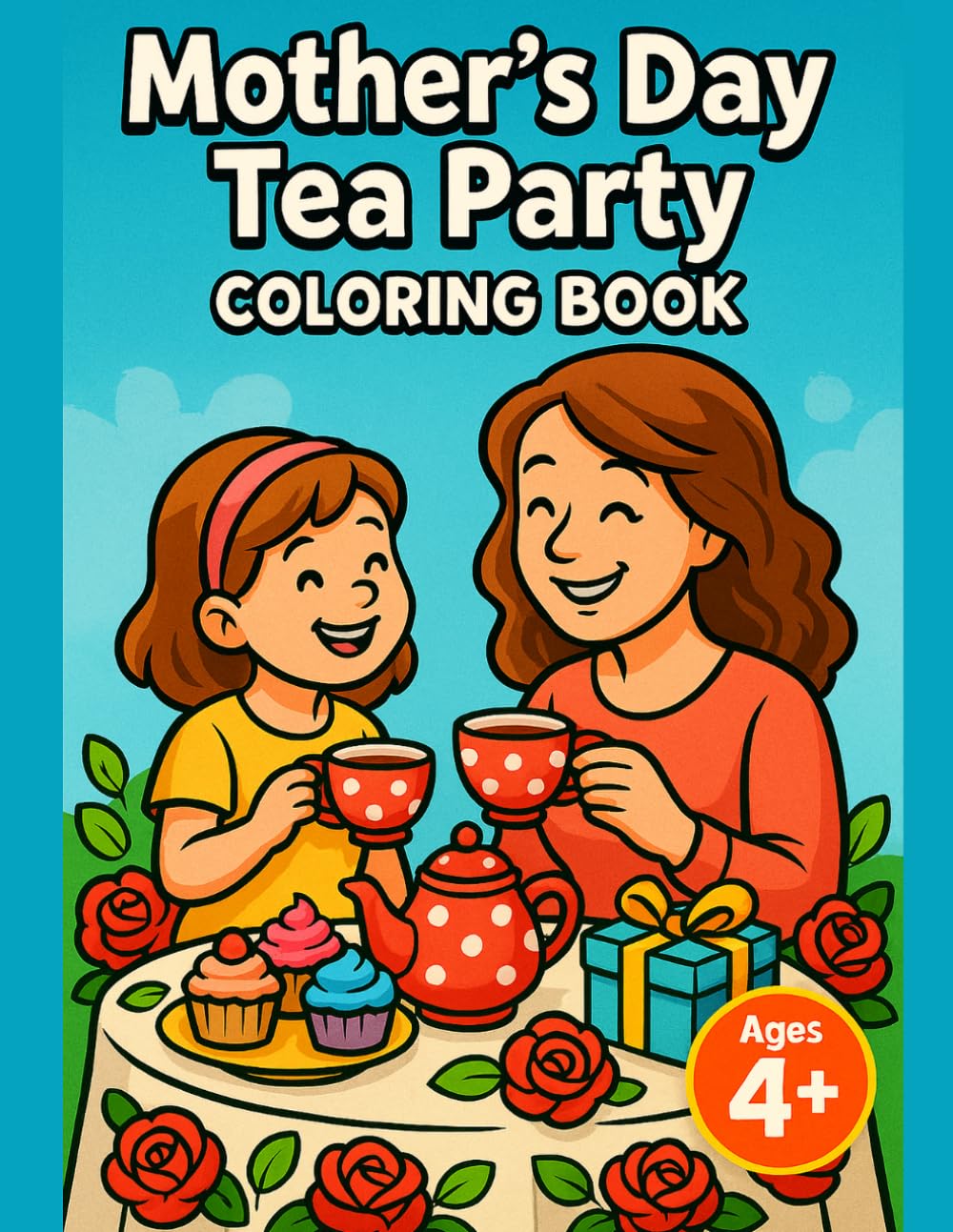Mother's Day Tea Party Coloring Book: A Big and Simple Coloring Book for Preschool Kids Ages 4+ with Bold Easy Pages, Sweet Tea Party Fun, Flowers, Cakes, Gifts, and Cozy Family Scenes