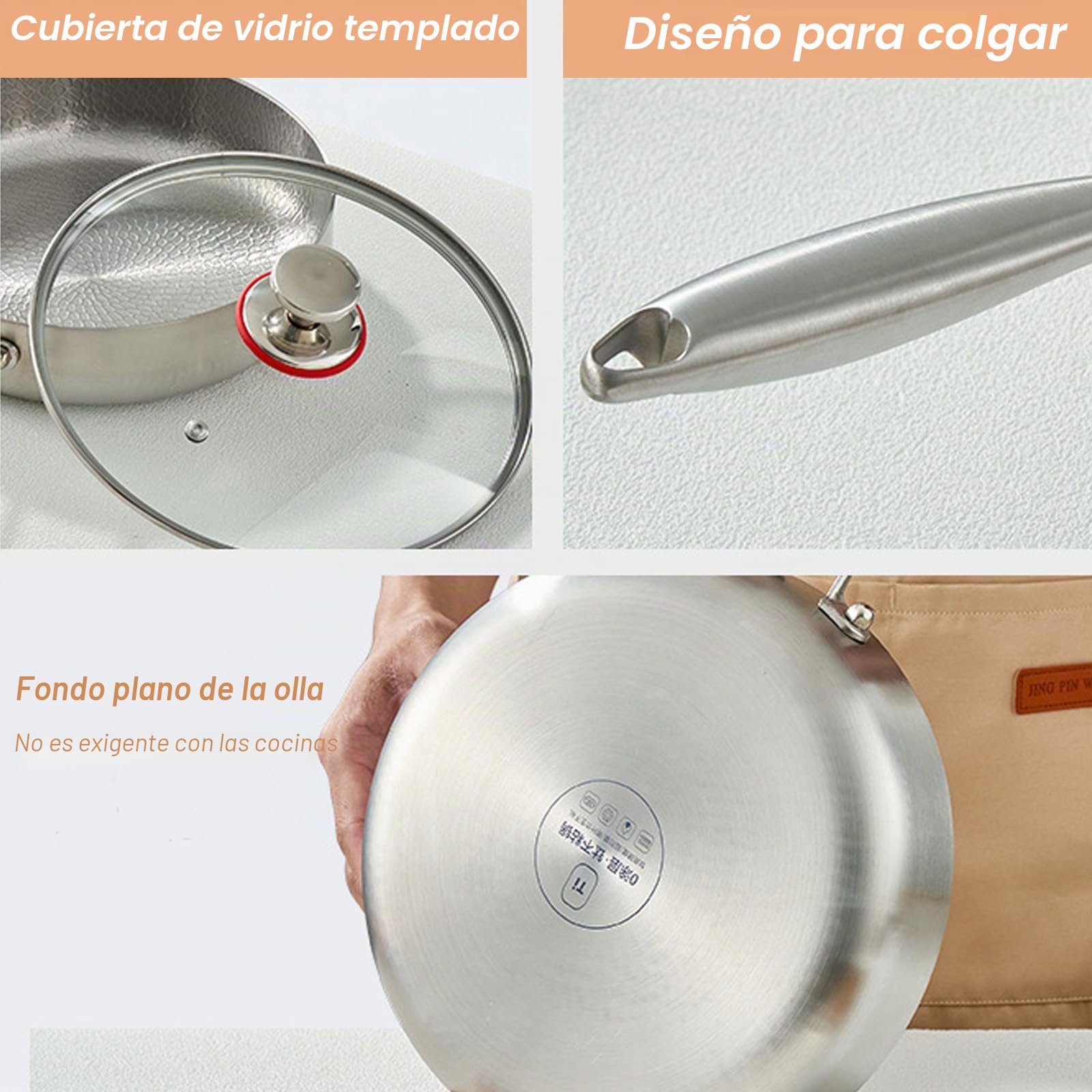 Sartén de titanio Ø 28 cm, sartén de titanio sin revestir, sartén antiadherente resistente a los arañazos, sartén martillada, sartén premium para inducción, resistente al horno y al horno