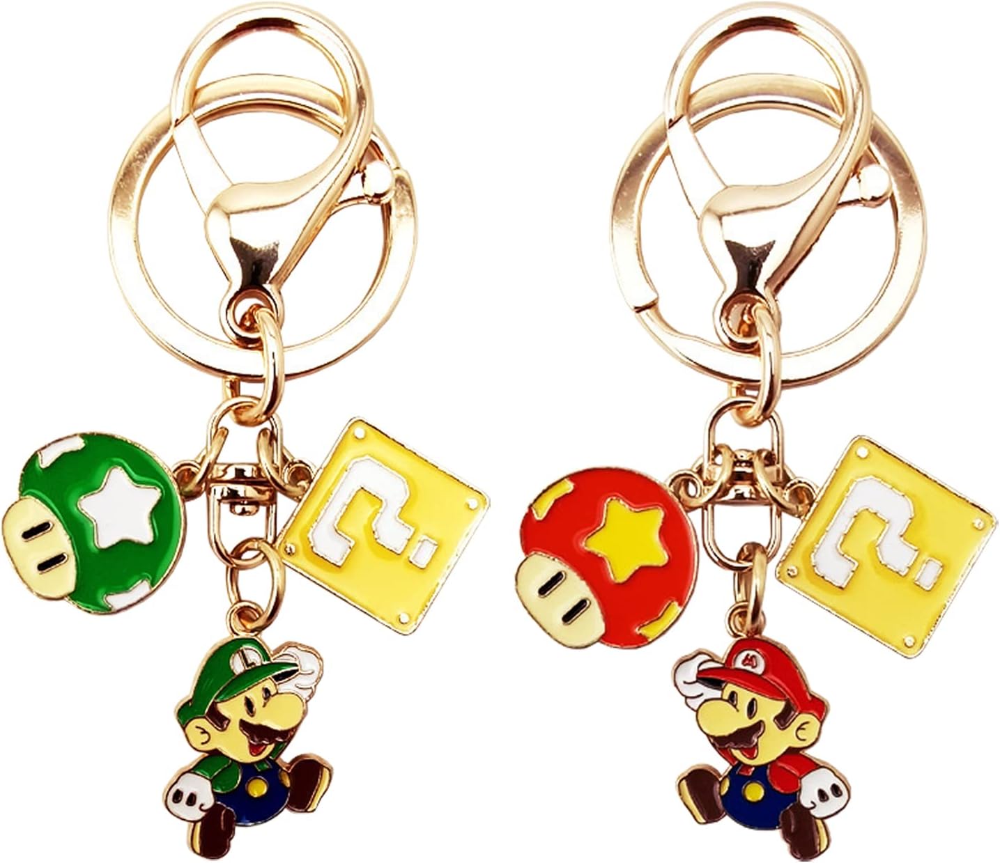 wopin2 Pcs game character Keyring, Mario and Luigi Keychain, game character Gift Idea, Birthday Gift for Family and Friends
