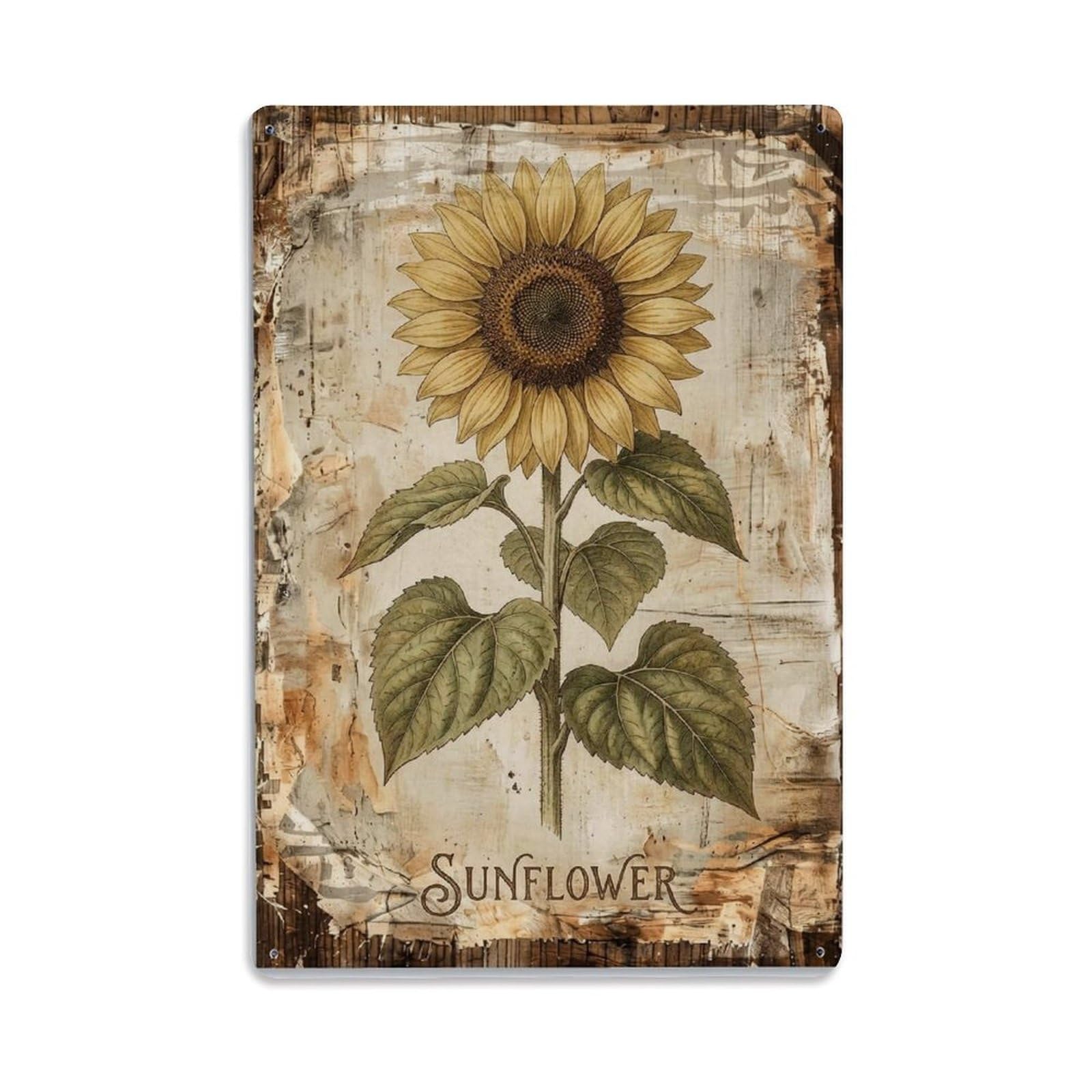 Sunflower Bloom Garden Vintage Metal Tin Sign Plaque Wall Decor for Cafe, Club, Garden Metal Poster 8x12Inch