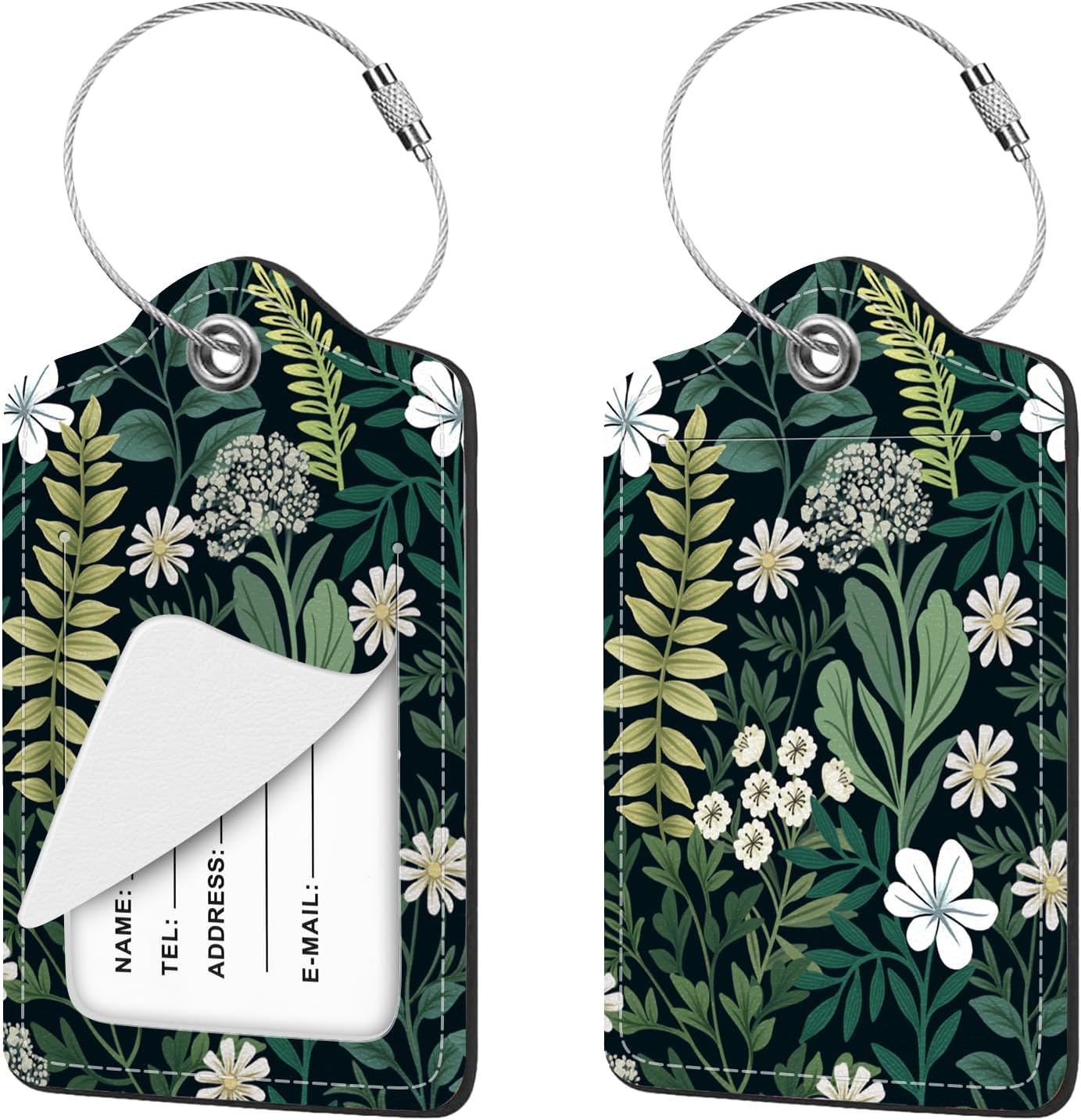 2Pcs Floral Flower Luggage Tag for Suitcase Women Cruise Travel