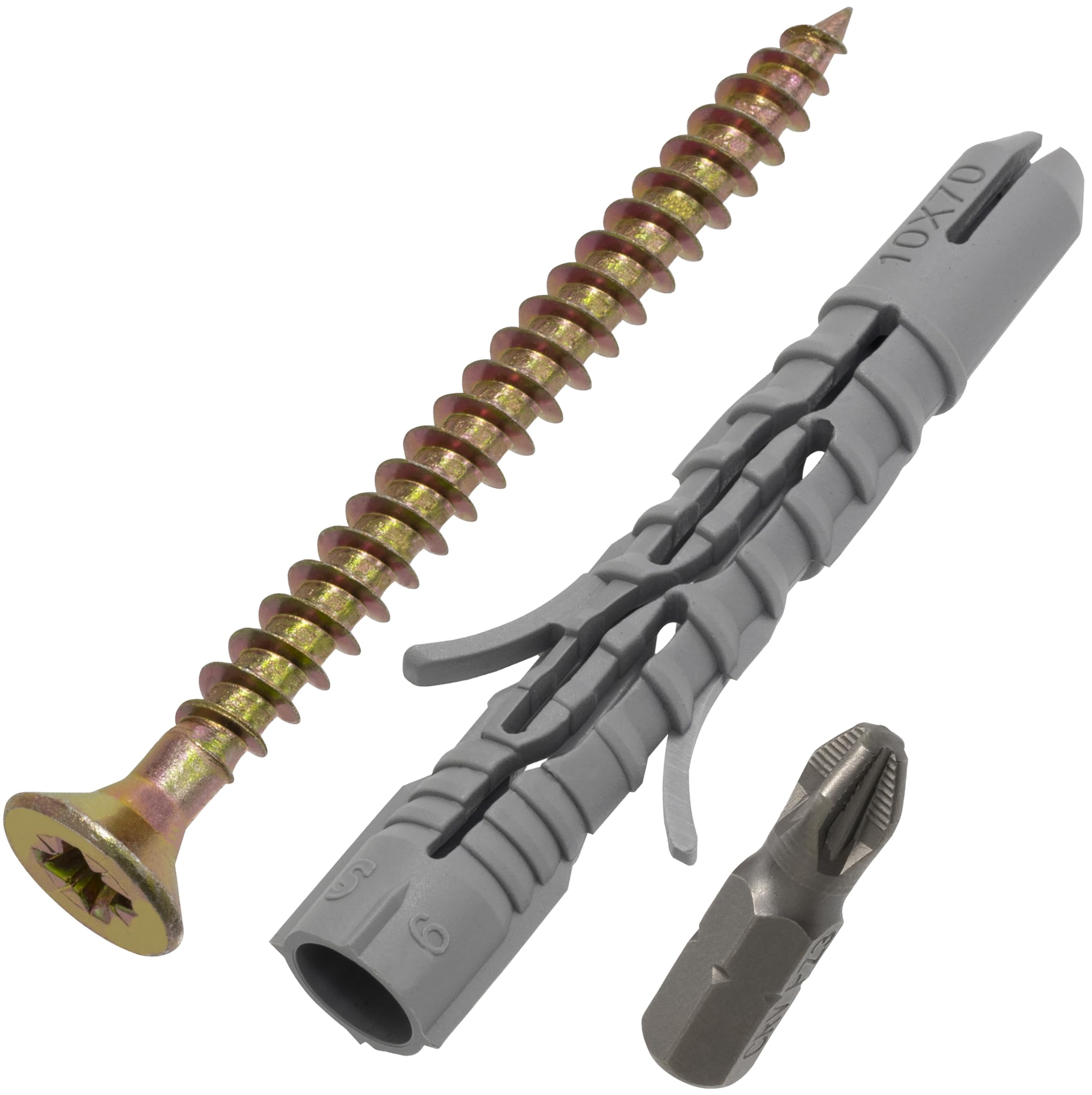 Chevilles universelles Ø10x70 mm AERZETIX kit de fixation murale vis PZ3