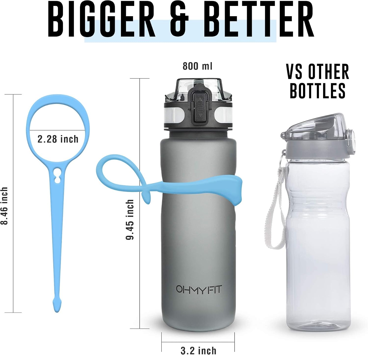Tritan Sports Water Bottle 18 oz and Smart Fitness Towel with Zippered Pocket Bundle image 3