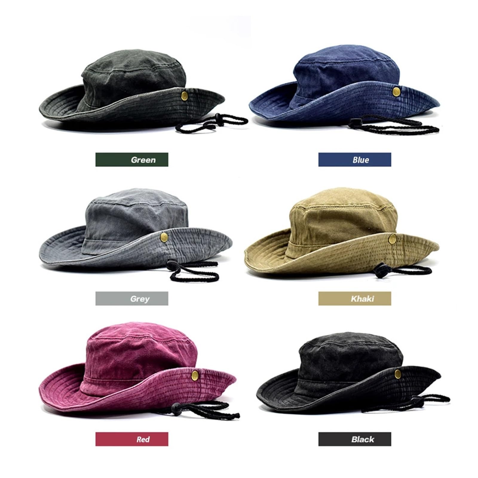 Cappello da Pescatore Cappelli a secchiello Vintag in tinta unita lavato