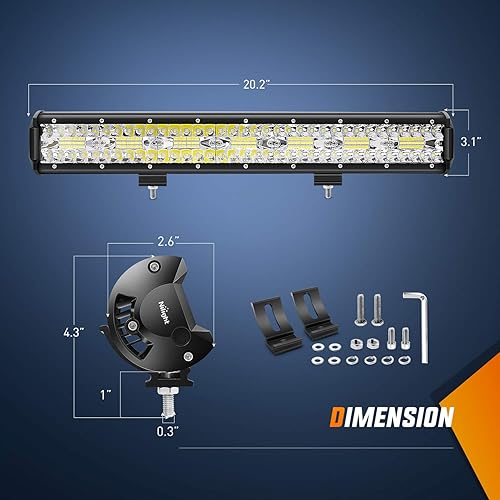 Miniatura 2 de Nilight Combo de inundación puntual de triple fila de 20 pulgadas, 420 W, 2 unidades de 4 pulgadas y 60 W, luces LED de inundación, luces antiniebla