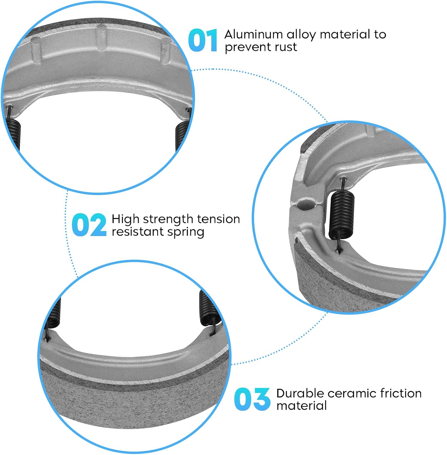 Front & Rear Brake Shoes for Honda Recon 250 ES TRX250TE TRX250TM 97-2021 ATV Brake Shoes Ceramic Aluminum