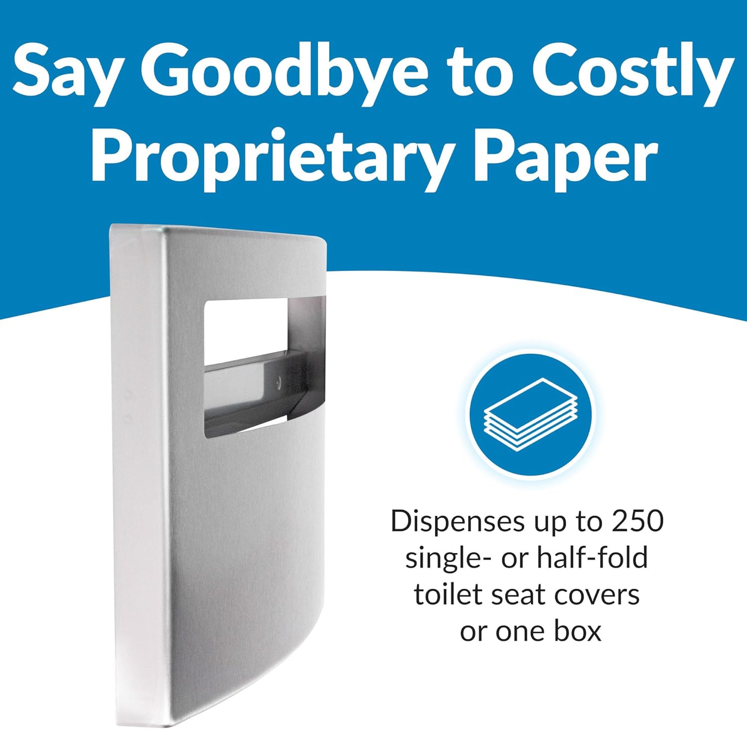 BOBRICK 4221 ConturaSeries Stainless Steel Surface-Mounted Toilet Seat-Cover Dispenser, Satin Finish, 2" Length, 11" Height, 15-3/4" Width, Medium