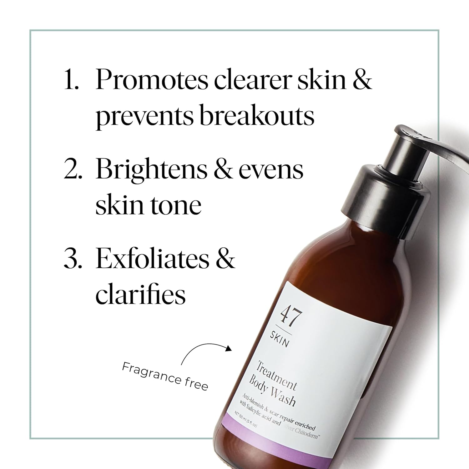 47 Skin Anti-blemish & Scar Repair Treatment Body Wash Enriched with Silver Chitoderm, Cleanser for All Skin Types, 150ml - Image 3