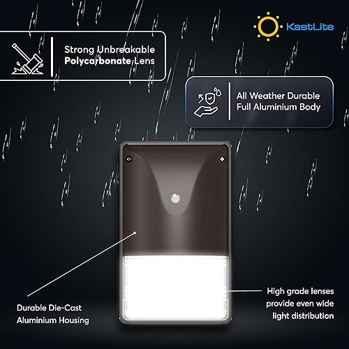 Miniatura 5 de KastLite Paquete de luz LED de pared con fotocélula del anochecer al amanecer  4000 lúmenes equivalente a 150 vatios  Iluminación de seguridad