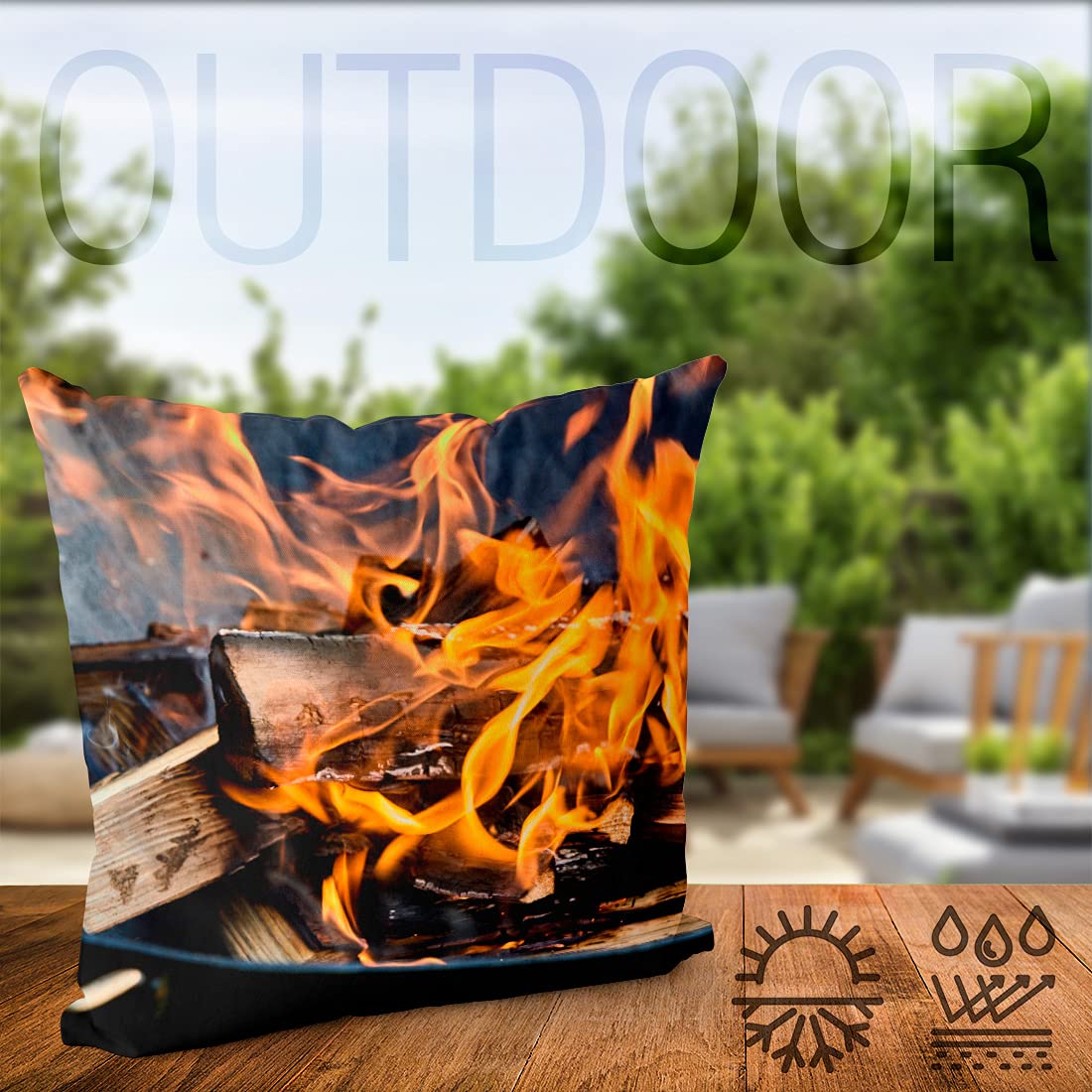VOID Feuer Grillen Lagerfeuer Kissenbezug Kissenhülle Sofakissen Kissen Deko Outdoor-Kissen Dekokissen, Kissen Größe:80 x 80 cm