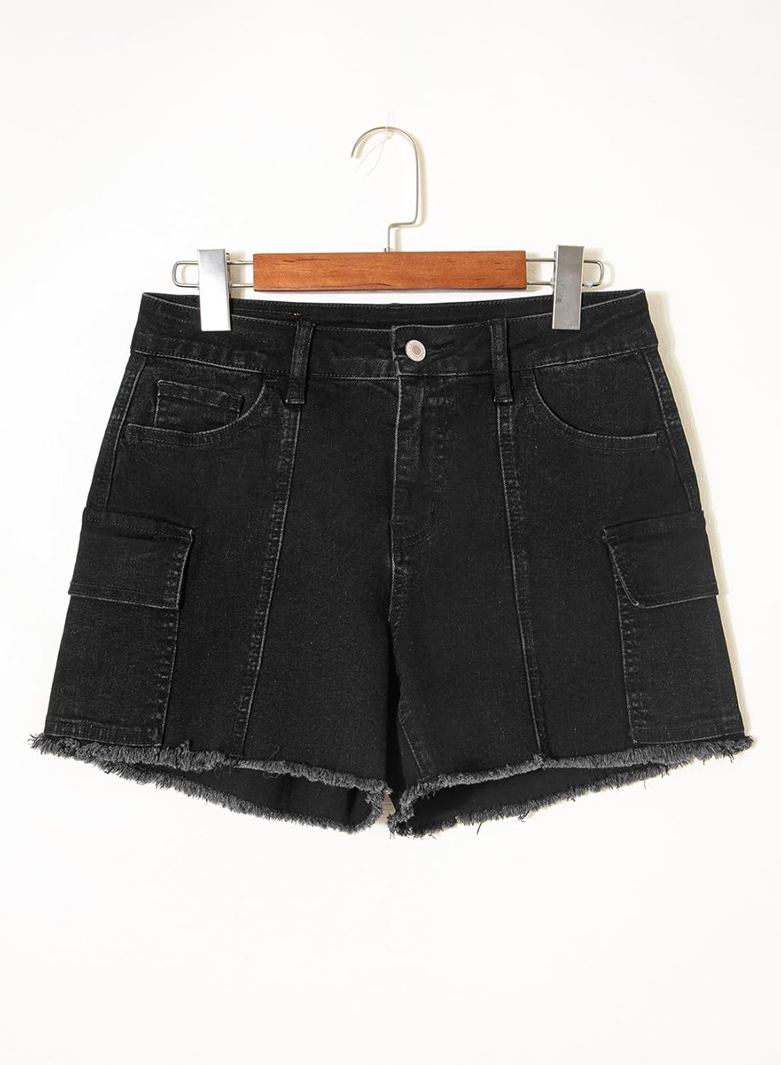 Sidefeel Women's Jean Shorts High Waisted Stretchy Trendy Raw Hem Front Seam Denim Shorts with Pockets - Image 6